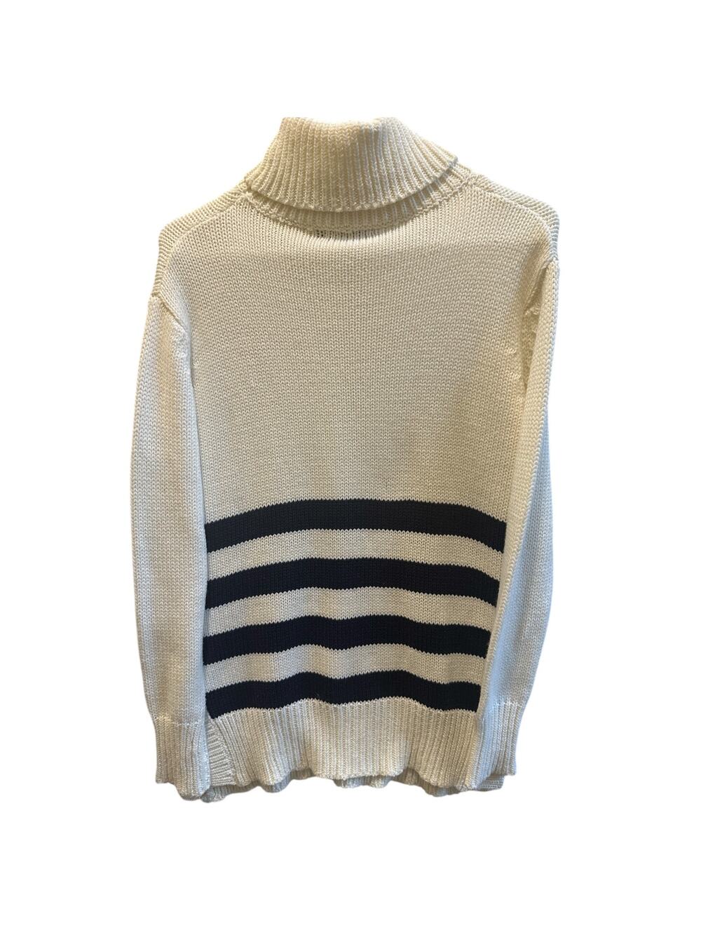 Rosebullet turtleneck - cream with navy stripes